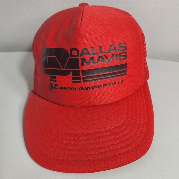 Vintage Dallas Mavis Juniper Transportation Red Snapback Trucker Hat - Picture 1 of 9